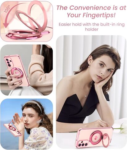 بالنسبة ل Samsung Galaxy A15 5G Love Heart Kickstand Case مع حامي شاشة 2x: غلاف حالة حماية من Gold Edge Luxury Plated Slim TPU لـ Galaxy A15 (Pink) in Kuwait