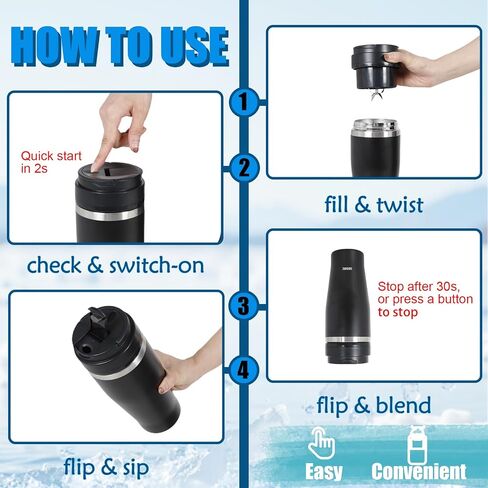 Ice Shave 2-in-1 Stainless Steel Vacuum Tumbler & Cordless Blender - 28oz, Leak Resistant, Cold 24Hrs/Ice 2 Days, 120 Watts with Waterproof Charging - For Smoothies, Home/Office/Car, White in Saudi Arabia