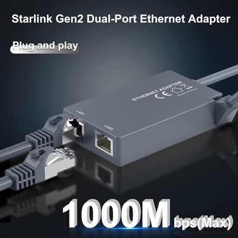 Starlink Gen3/Mini Ethernet Adapter with 4 RJ45 Ports,Multi Ports Starlink Ethernet Adapter with Wired External Network for Other Devices and Network Cable[4 Devices Networked Simultaneously] in Saudi Arabia