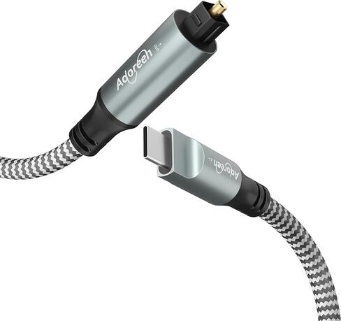 Adoreen Unidirectional USB C إلى Toslink Digital Optical Audio Cable 6 FT ، USB 2.0 Male to SPDIF Port Port Fiber Optic Adapter ، braided for TV/Soundbar ، Sony PS5 ، SPEAKER-NOT toslink to USB in Kuwait