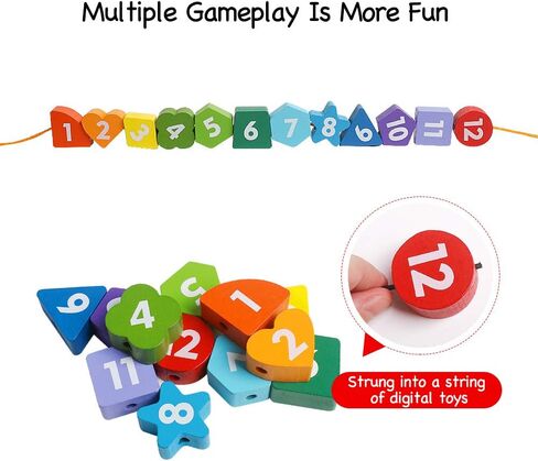 Wooden Shape Color Sorting Clock- Teaching Time Number Blocks Clock Shape Sorting Puzzle Montessori Early Learning Educational Toy Gift for 1 2 3 Year Old Toddler Baby Kids in Kuwait