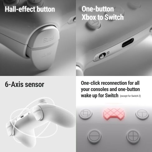 PB TAILS CRUSH Switch Controller with TMR Joysticks, Gaming Controller Compatible with Switch 2/PC/Steam/iOS/Android, Hall Effect Trigger, 6-axis Gryo, 1000Hz Polling Rate, RGB in Saudi Arabia