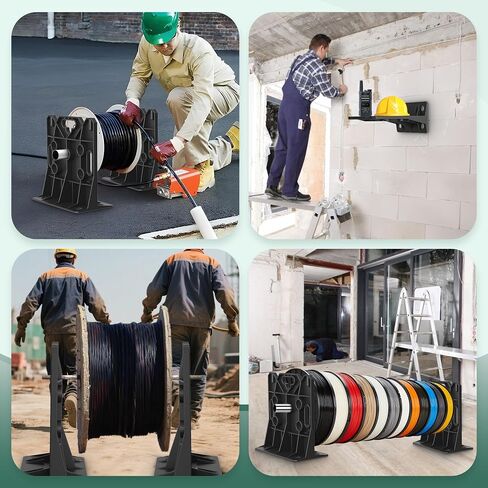 Multi Purpose Wire Dispenser Cable Wire Spool Rack Wire Spool Caddy Holds Spools Up to 34 Inches in Diameter Load Capacity 330 Pounds 1 Pair Black Heavy Duty Wire Spool Holder for Industrial Use in Kuwait