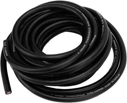 4 Gauge Wire Copper Clad Aluminum CCA 25ft 4 AWG Soft Touch Power Ground Cable Car Speaker Systems RV Trailer Black Durable Flexible Audio Wiring (Black) in Saudi Arabia
