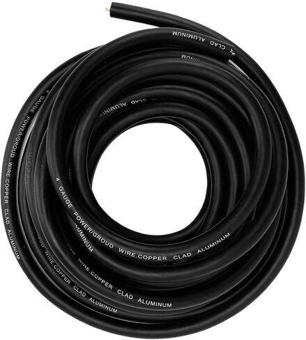4 Gauge Wire Copper Clad Aluminum CCA 25ft 4 AWG Soft Touch Power Ground Cable Car Speaker Systems RV Trailer Black Durable Flexible Audio Wiring (Black) in Saudi Arabia