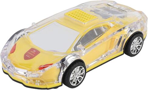 مكبر صوت صفراء طراز السيارة ، صوت ستيريو مصابيح LED ملونة مع شحن USB C ، تصميم كلاسيكي مع عجلات حقيقية متحركة ، مدخلات بطاقة USB TF لمحبي السيارات in Kuwait