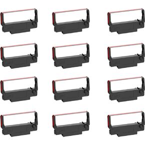 Bigger Replacement for ERC-30, ERC 30 34 38 B/R Compatible Ribbon used with Epson ERC30 ERC34 ERC38 NK506 printer (Black and Red, 12 Pack)