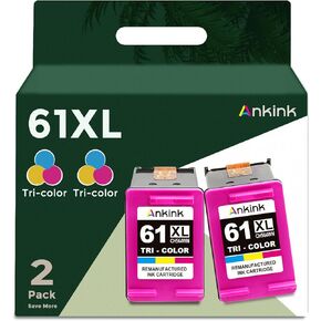 Ankink Remanufactured Ink Cartridge Replacement for HP 61XL (Color, 2 Pack) for HP 61 XL Combo for HP61 HP61XL for 5530 4500 2540 4630 4501 4502 4635 3050 2542 3512 4632 3510 3050a 2514 2541