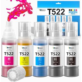 522 Ink Refill Bottles for Ecotank ET-2800 ET-2720 ET-2803 ET-4800 ET-2760 ET-2800 ET-4700 T522 Eco Tank Printer (2BK C M Y)