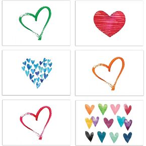 Better Office Products 100-Pack All Occasion Greeting Cards, Assorted Blank Note Cards, 4 x 6 inch, 6 Contemporary Heart Designs, Blank Inside, with Envelopes, 100 Pack