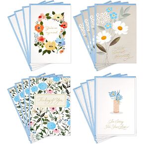 Hallmark Sympathy Cards Assortment, Painted Flowers (16 Assorted Thinking of You Cards with Envelopes)