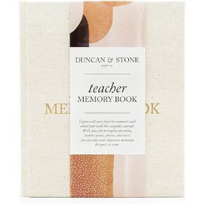 DUNCAN & STONE PAPER CO. Teacher Memory Book – 20 Years Of Memories Notebook for Teachers - Linen Cover Classic Teacher Journal Notebook - Cute Journaling Notebooks (130 Pages)