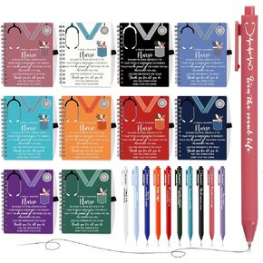 Jetec 20 Sets 2025 Nurse Appreciation Gift Thank You Gifts for Medical Nursing Assistants Inspirational Spiral Notebook Journal with Sticky Note Notepad Ballpoint Pen Bulk for Nurse Coworker Doctor
