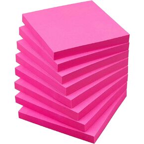 Sticky Notes 3x3 Self-Stick Notes Bright Colors Sticky Notes 8 Pads 80 Sheet/Pad (Rose Red)