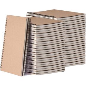 48 Pack A5 Spiral Notebook College Ruled Spiral Notebook Bulk Inches Hardcover Kraft Notebooks Lined Travel Writing Notebooks Journal Notepad for Office School Supplies, 100 Pages, 8.3 x 5.5 Inches