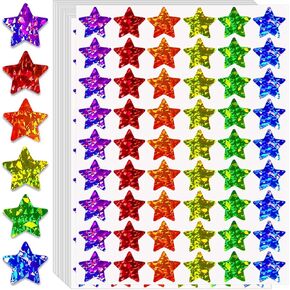 1728 قطعة من ملصقات نجوم قوس قزح ثلاثية الأبعاد لمكافآت الأطفال، 6 ملصقات نجوم صغيرة بألوان لامعة، ملصقات نجوم مخططة للمكافآت للمدرسة، المنزل، مستلزمات معلم الفصل الدراسي، قطر 0.6 بوصة in Kuwait