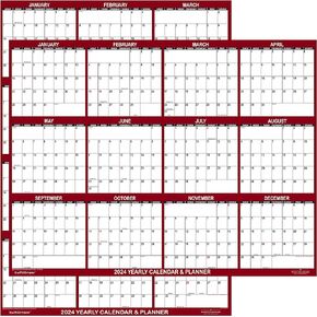 تقويم حائط SwiftGlimpse 2024 مقاس 32 بوصة × 48 بوصة، قابل للمسح، جامبو XL، مسح رطب وجاف، مصفح، مخطط حائط سنوي سنوي لمدة 12 شهرًا، قابل للعكس، أفقي/عمودي، كستنائي in Kuwait