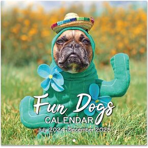 2024-2025 Wall Calendar - Jul. 2024 - Dec. 2025, Cute Puppies Wall Calendar 2024-2025, Fun Dogs Wall Calendar, 12'' x 12'' (Closed), 12'' x 24'' (Open), Dog Calendar, Hanging Hole, Holidays
