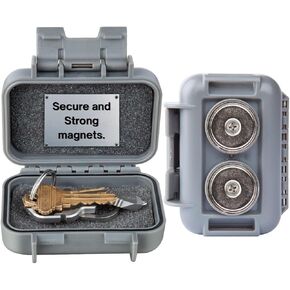 Hide a Key Outside with our Grey Magnetic Box, Our Waterproof Air-Tight Magnetic Key Box for Under Car Stays Secure with 2 Strong Neodymium Magnets