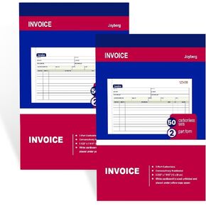 2 Packs Invoice Book for Small Business 2-Part Carbonless, 5-1/8"x7-29/32" Receipt Book for Small Business, White/Canary Invoice Receipt Book, Purchase Order, Sales Order(50 Sets per Book)