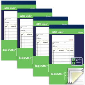 Joyberg 4 Pack Receipt Book, 4.17inx7.2in Receipt Book with Carbon Copies, 2-Part Carbonless(White and Yellow), 40 Sets Per Book, Order Book for Small Business