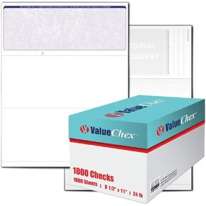 VersaCheck ValueChex - 1000 Blank Business Voucher Checks - Blue Classic - 1000 Sheets Form #1000 - Check on Top