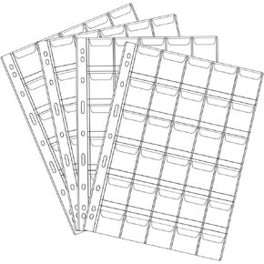 12 Pocket Coin Pages, 10 Sheets Plastic Coin Holders Stamp Collector Supplies for Coin Stamp Currency Collection