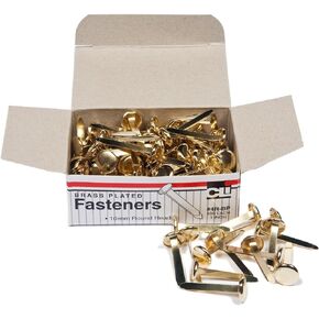 Charles Leonard Fasteners, Round Head, Brass Plated, 1 Inch Shank, 10 MM Head, 100-Pack (4R-BP)