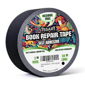 Book Repair Tape - Self Adhesive Matte Book Binding Tape for Reinforcing Protecting, and Covering Mending Books Old Books - 2 Inch Wide x 50 FT Long, White