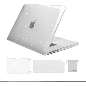 MOSISO Compatible with MacBook Pro 16 inch Case 2025 2024 2023 2022 2021 M4 M3 M2 M1 A3403 A3186 A2991 A2780 A2485 Pro Max, Sparkly Glitter Hard Shell&Keyboard Cover&Screen Film&Pouch, Black