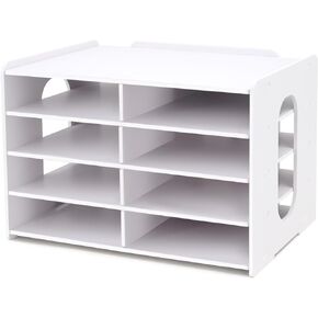 SONGWAY Desktop Mail Sorter Organizer - Small File Organizer with 8 Compartments, Desk Bill Organizer, Ink Pad Storage Rack and Stamp Pad Storage Organizer