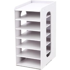 SONGWAY Desktop Mail Sorter Organizer - Small File Organizer with 8 Compartments, Desk Bill Organizer, Ink Pad Storage Rack and Stamp Pad Storage Organizer