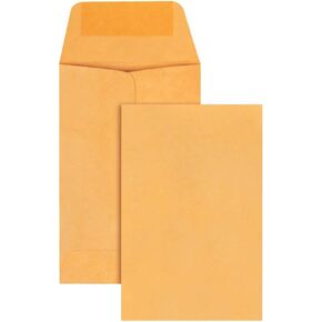 Quality Park Kraft Coin and Small Parts Envelope, #1, Square Flap, Gummed Closure, 2.25 x 3.5, Light Brown Kraft, 500/Box
