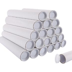 20 Pack Mailing Shipping Tubes, 2 x 12 Inch Cardboard Mailing Tube with Caps Shipping Poster Tubes for Artwork, Blueprint, Document Storage, White in Saudi Arabia