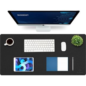 K KNODEL Small Office Leather Desk Mat, Mouse and Keyboard Pad, Computer and Laptop Mat, Desktop Protector and Cover, Writing Pad and Blotter (23.6"x13.8", Brown)