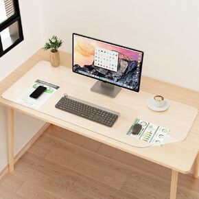 YSAGi Clear Desk mat,Non-Slip PVC Clear Desk Pad for Keyboard & Mouse,Large Mouse Pad,Heat Resistant & Waterproof Desk Protector Mat,Frosted Transparent Desk Writing Mat for Office & Home(24x14inch)
