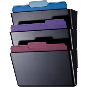 Officemate Letter Size Wall File, Recycled, Black (26092), 14.5" x 13" x 4.1", Set of 3