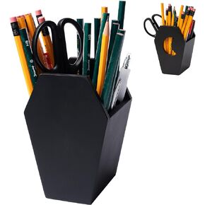 Small Coffin Pen Holder for Desk (Redesigned), Spooky Makeup Brush Holder, Gothic Decor for Home, Black Pencil Holder for Desk, Goth Room Decor, Mini Goth Vanity Organizer