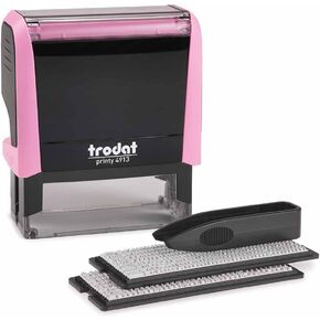 Trodat Printy 4913 Self Inking Pastel Blue DIY Stamp Kit with Black Ink – 5 Lines, Impression Size: 7/8" x 2-3/8" inch