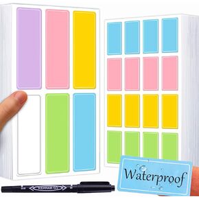 Color Waterproof Labels Stickers,560 Pcs with Pen,Removable, Assorted Colors Label Stickers,Labels for Storage Bins, Folder Labels,Bottle Labels,Food Labels,Jar Labels