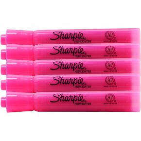 Sharpie Accent Tank-Style Highlighters, 5 Colored Highlighters, Chisel Tip (Fluorescent Pink, 5-Pack)