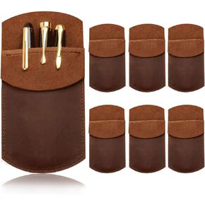 6PCS Leather Pocket Protector Durable Pencil Pouch Handmade Pen Holder for Shirt Pockets, Lab Coats, Office & Work Essentials