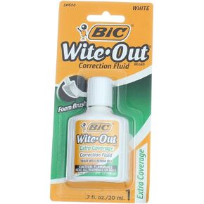 Bic 3284 Wite Out Extra Coverage Correction Fluid.7oz, White