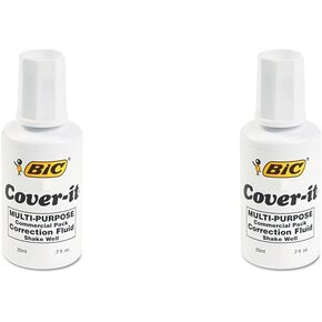 BIC Cover-It Correction Fluid, 20 Milliliter Bottle, White, 1/Each (WOC12-WE)