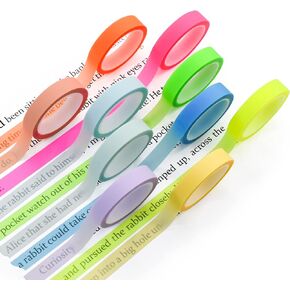 VANRA 10 Rolls Highlighter Tape Neon and Morandi Colored Sticker Removable Marking Stickers for Music Scores, 16 ft Per Roll