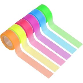 NEWEST 6 Rolls Highlighter Tapes, Removable Fluorescent Tapes Transparent Marking Sticker for Teachers Students Reading, 32 ft Per Roll, Neon