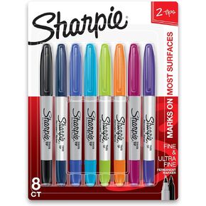 SHARPIE Twin Tip Permanent Markers, Fine and Ultra Fine, Black, 4 Count