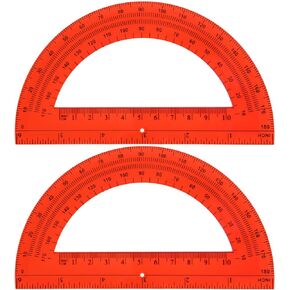 EBOOT Plastic Protractor Math Protractors 180 Degrees, 6 Inch, Pack of 2 (Clear)