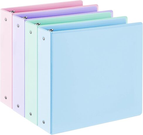 2'' 3-Ring-Binder with Pockets, 450 Sheets Capacity, 2 inch Binders fits 11" x 8.5" US Letter Size, Assorted 4 Pastel Colors - Ideal for School, Office, and Home Use (2 inch) in Kuwait