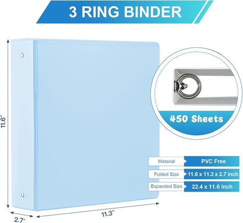 2'' 3-Ring-Binder with Pockets, 450 Sheets Capacity, 2 inch Binders fits 11" x 8.5" US Letter Size, Assorted 4 Pastel Colors - Ideal for School, Office, and Home Use (2 inch) in Kuwait